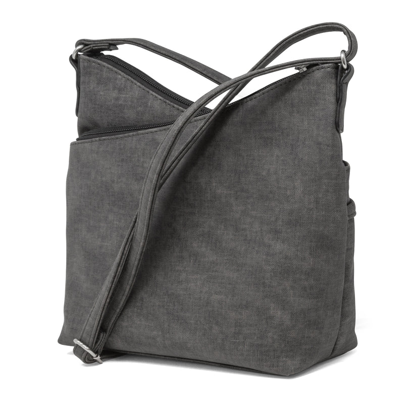 MULTISAC Crossbody Zip Multi Pockets Travel Shoulder Bag Red Nylon Purse