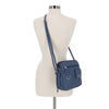 North South Zip Around Crossbody Bag - MultiSac Handbags - Women's Crossbody Bags - Multiple Pockets - Organizer Bags - Medium Crossbody Bag - Vegan Leather- Built in wallet with credit cart slots - Denim / blue  - Washable Bags