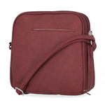 North South Zip Around Crossbody Bag - MultiSac Handbags - Women's Crossbody Bags - Multiple Pockets - Organizer Bags - Medium Crossbody Bag - Vegan Leather- Built in wallet with credit cart slots - Burgundy