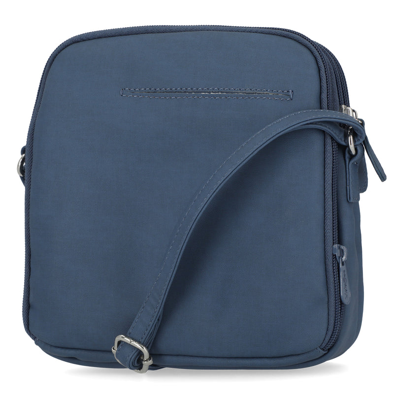 Leather Crossbody Bag for Men Women Muiti-pocket Side Bag Crossbody Purse  Wide Strap Shoulder Bag Camera Purse Top Zip