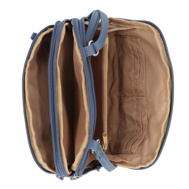 MultiSac Women's Zippy Triple Compartment Crossbody Bag Cross Body, Denim,  One Size 