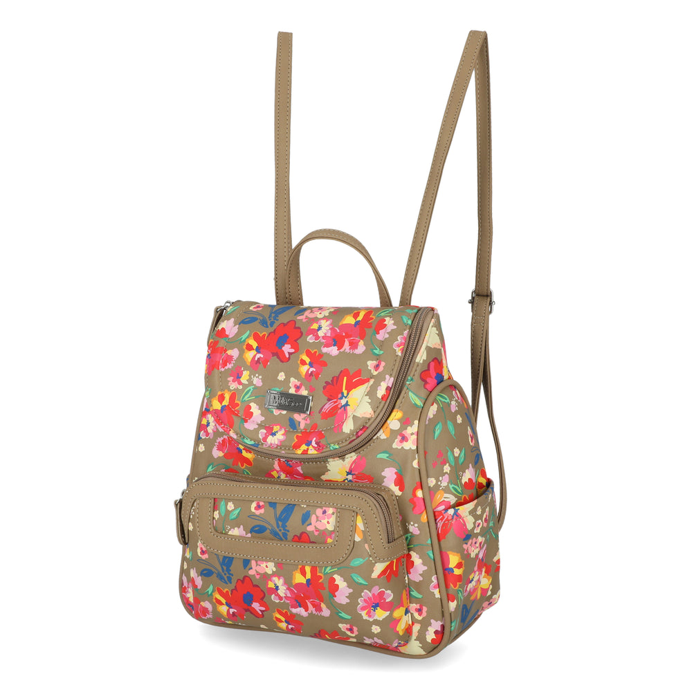 MultiSac Light Beige & Multicolor Floral Backpack Purse NEW - Body